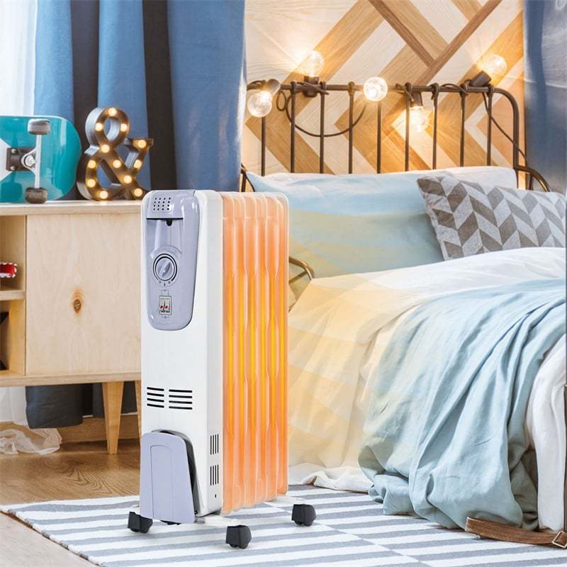 1500W Electric Oil Filled Radiator Heater, Space Heater with Adjustable Thermostat, 3 Heat Modes, Overheat/Tip-Over Protection for Living Room Bedroom