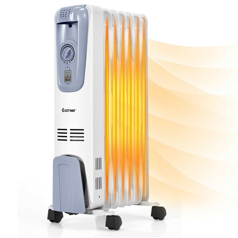 1500W Electric Oil Filled Radiator Heater, Space Heater with Adjustable Thermostat, 3 Heat Modes, Overheat/Tip-Over Protection for Living Room Bedroom