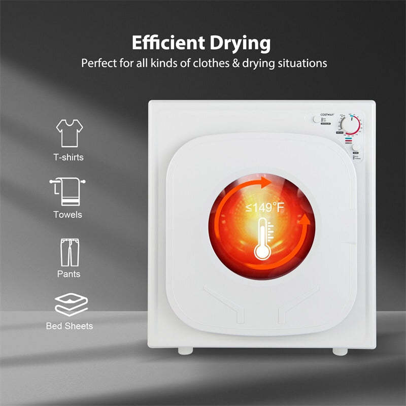 Portable Electric Clothes Dryer, 1500W Compact Laundry Dryer with 5 Drying Modes, Stainless Steel Drum, 13.2 lbs Capacity for Apartment, Dorm, RV