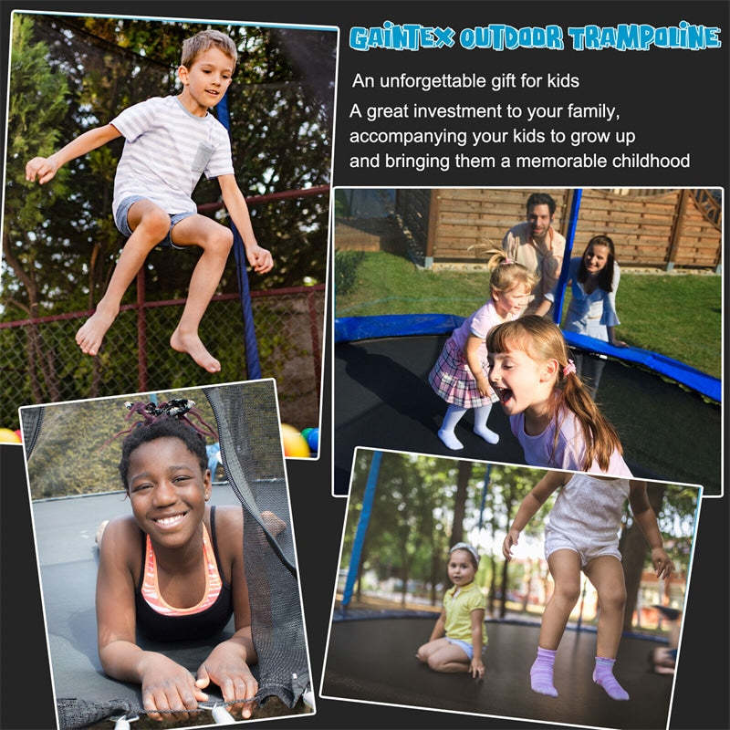 15FT Outdoor Trampoline with Safety Enclosure Net & Basketball Hoop for Kids, ASTM Approved Toddler Backyard Recreational Trampoline with Ballpump