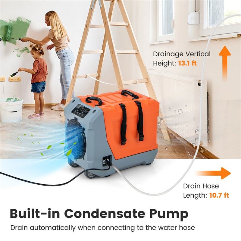 180 Pints Commercial Dehumidifier with Pump, Drain Hose & Auto Defrost, 6,000 Sq. Ft Industrial Dehumidifier for Basement, Job Site, Water Damage