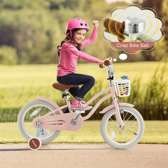 16" Kids Bike, Toddler Bicycle with Training Wheels, Adjustable Seat & Removable Basket, Boys Girls Bike for 3-8 Years Old