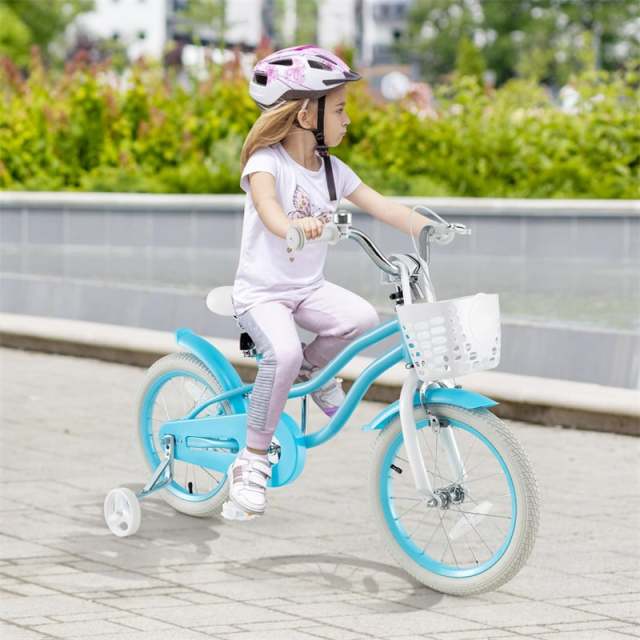 16" Kids Bike, Toddler Bicycle with Training Wheels, Adjustable Seat & Removable Basket, Boys Girls Bike for 3-8 Years Old