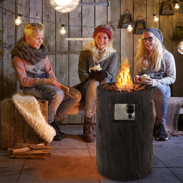 16" Round Outdoor Propane Fire Pit 30,000 BTU Auto-Ignition Patio Gas Fire Pit with Waterproof Cover, Touch-up Pen & Lava Rocks