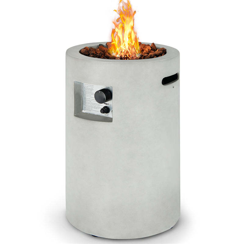 16" Round Outdoor Propane Fire Pit 30,000 BTU Auto-Ignition Patio Gas Fire Pit with Waterproof Cover, Touch-up Pen & Lava Rocks