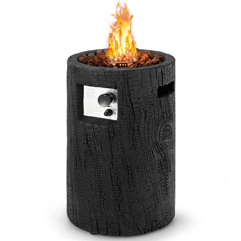 16" Round Outdoor Propane Fire Pit 30,000 BTU Auto-Ignition Patio Gas Fire Pit with Waterproof Cover, Touch-up Pen & Lava Rocks