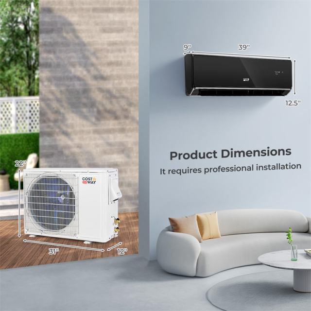 18000BTU Wifi Enabled Mini Split Air Conditioner & Heater, 21 SEER2 208-230V Wall Inverter Split AC Unit ECO Mode w/ Heat Pump, Installation Kit