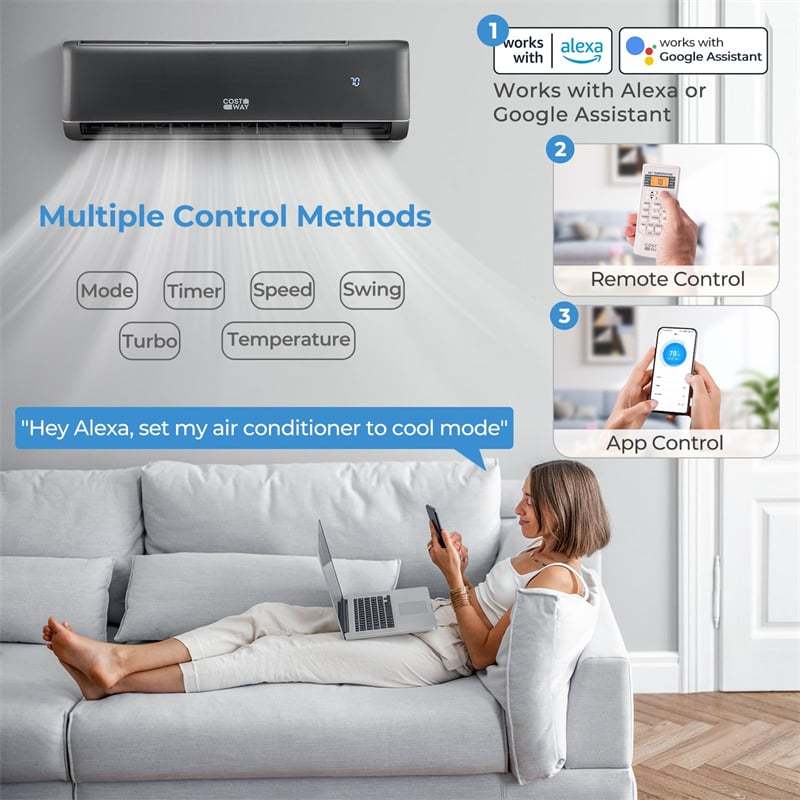 Energy Star Certified 18000 BTU Mini Split Air Conditioner & Heater, 21 SEER2 208-230V Inverter Ductless Split AC with Heat Pump for Rooms 1250 Sq.Ft