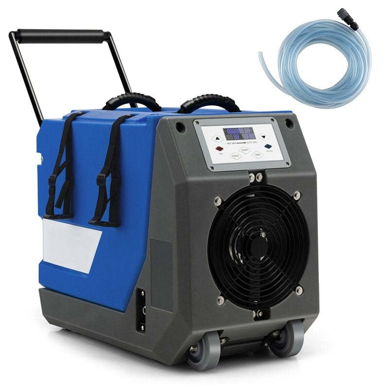 180 Pint Bucketless Commercial Dehumidifier with Pump & Drain Hose, Rotomolded Industrial Dehumidifier with Wheels for Basement, Warehouse, Job Site