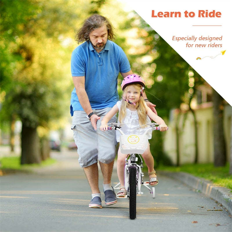 18 Inch Kids Bike, Toddler Bicycle with Removable Training Wheels & Adjustable Seat for Boys Girls