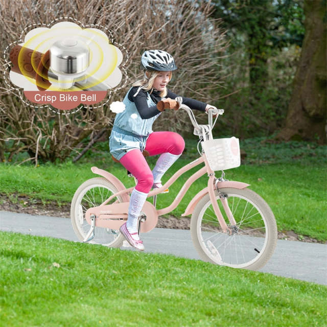 18" Kids Bike, Toddler Bicycle Girls Boys Bike for 3-8 Years Old with Training Wheels Adjustable Seat Removable Basket