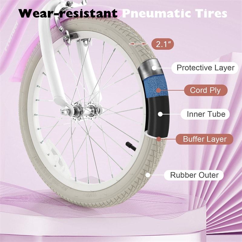 18" Kids Bike, Toddler Bicycle Girls Boys Bike for 3-8 Years Old with Training Wheels Adjustable Seat Removable Basket