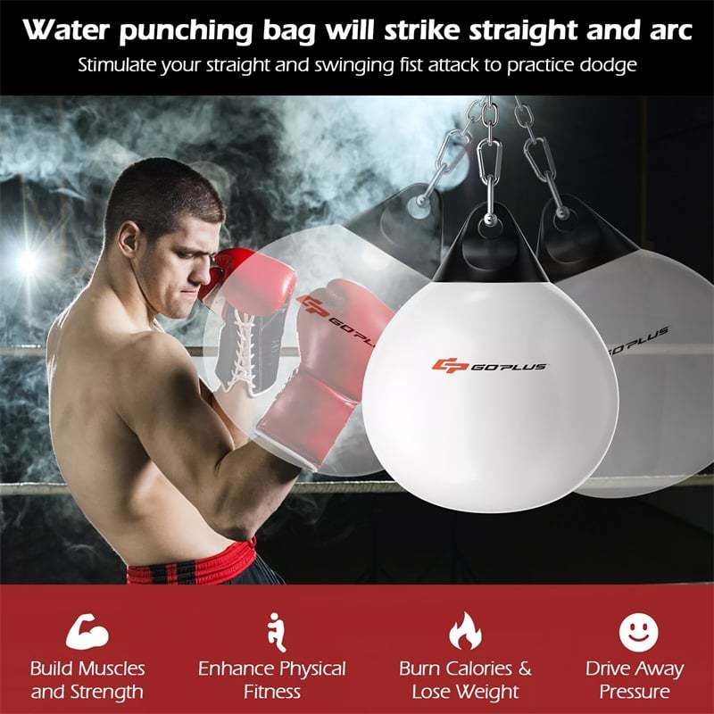 18" Water Aqua Punching Bag, 110LBS Heavy Bag with Adjustable Metal Chain & Water Injection Hose, Boxing Training Bag for Adults Fitness, MMA