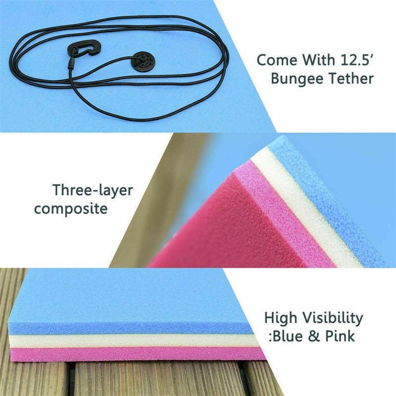 18' x 6' 3 Layer Tear-Resistant XPE Foam Floating Water Pad for Lake Beach - Light Blue