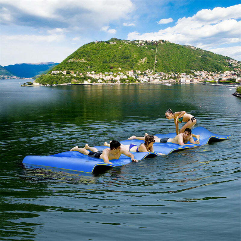 18' x 6' Floating Water Pad 3 Layer Tear-Resistant XPE Floating Foam Mat with Rolling Pillow for Lake Pool Beach Water Recreation