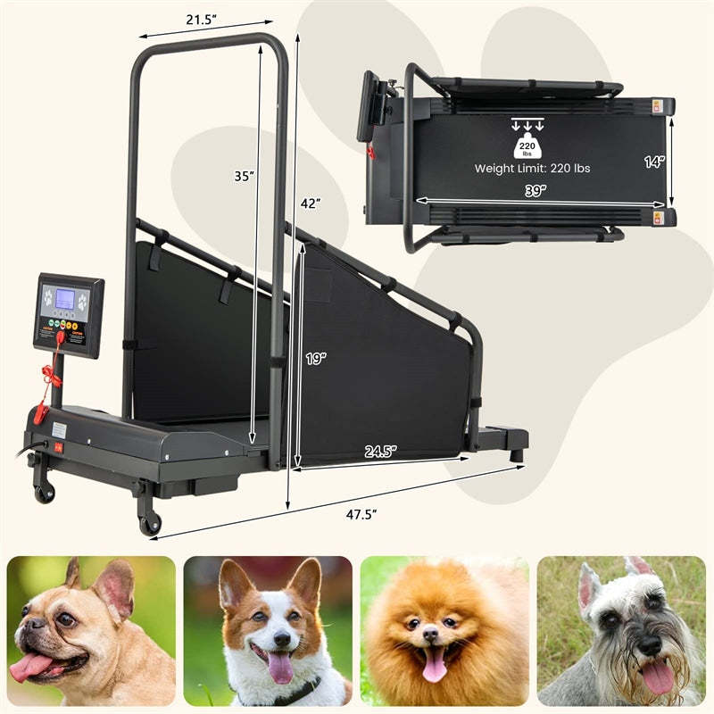 Dog Treadmill for Small/Medium Dogs, 200LBS Capacity Pet Dog Running Machine with Remote Control & LCD Display, Indoor Exercise Equipment for Dogs