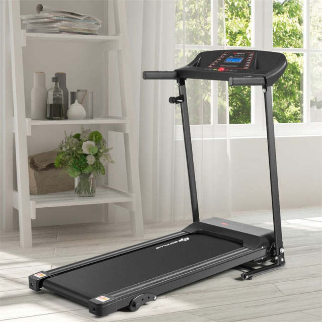 Electric Folding Treadmill with Adjustable Incline, LCD Display & Heart Rate Sensor, Quiet Compact Motorized Running Machine for Home Office Gym