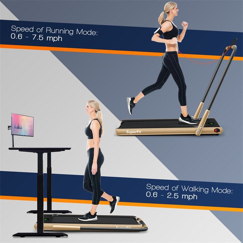 2.25HP 2-in-1 Folding Under Desk Treadmill with LED Display, Remote & APP Control, Portable Electric Walking Running Machine for Home Office