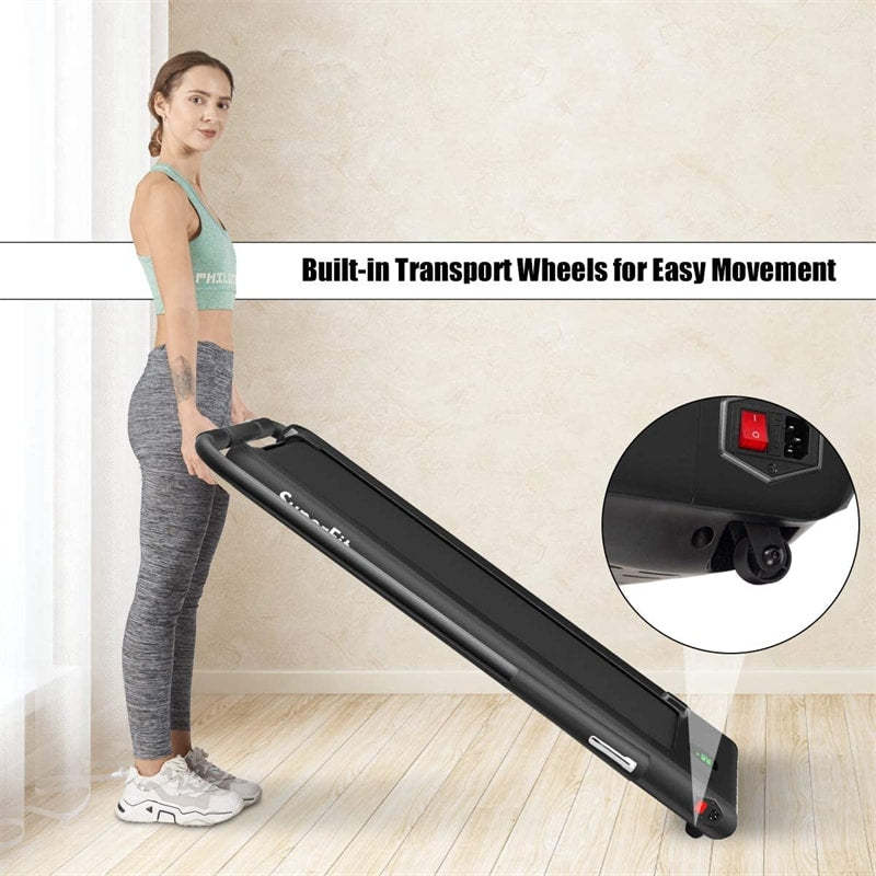 2.25HP 2-in-1 Folding Under Desk Treadmill with LED Display, Remote & APP Control, Portable Electric Walking Running Machine for Home Office