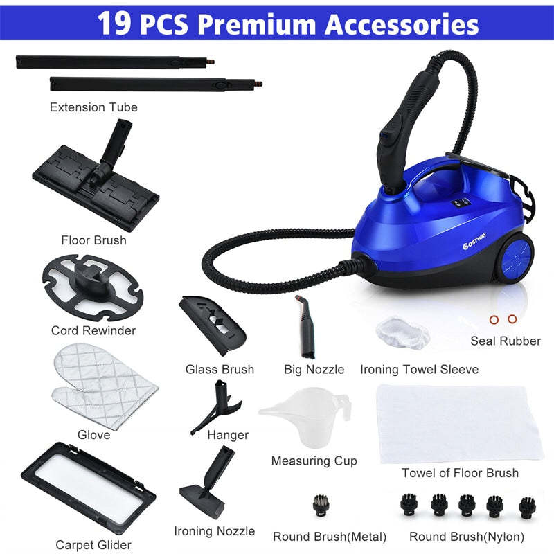 2000W Multipurpose Steam Cleaner Heavy Duty Steam Mop with 19 Accessories & 1.5L Water Tank