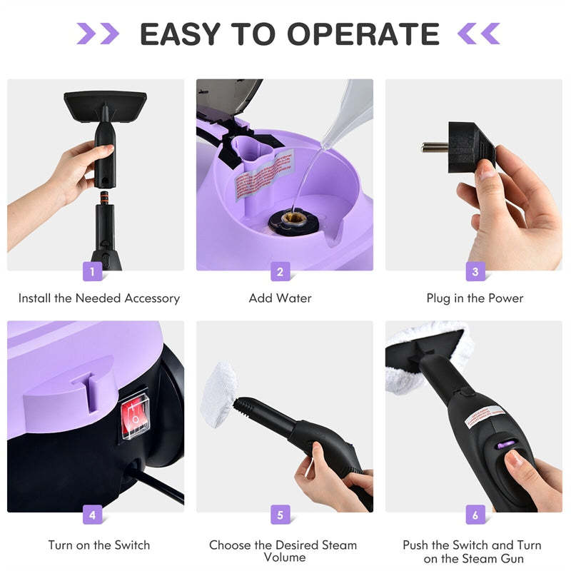 2000W Multipurpose Steam Cleaner Heavy Duty Steam Mop with 19 Accessories & 1.5L Water Tank