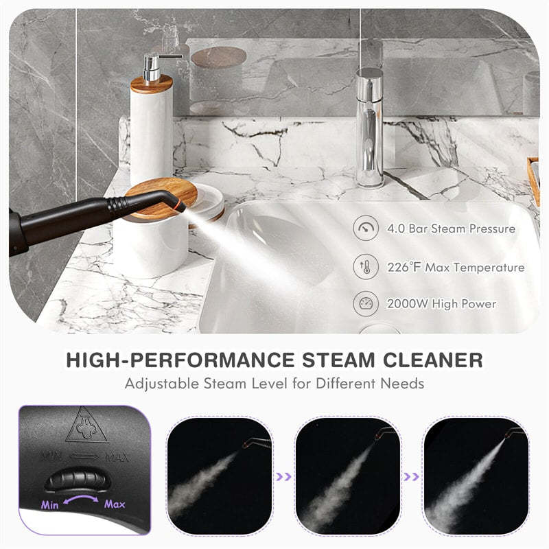 2000W Multipurpose Steam Cleaner Heavy Duty Steam Mop with 19 Accessories & 1.5L Water Tank
