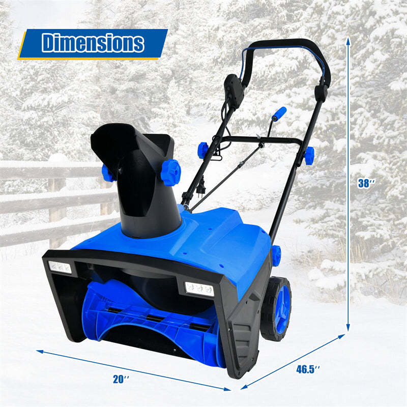 20" Walk-behind Snow Blower, 120V 15Amp Electric Snow Thrower with Folding Handle & 180° Rotating Chute, Corded Snow Sweeper for Driveway Yard