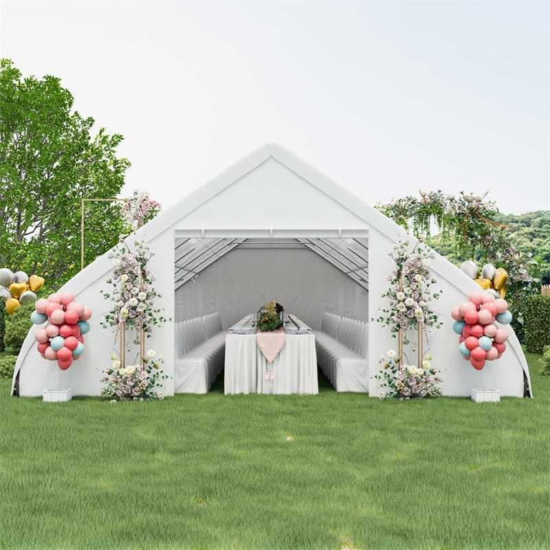 20'x40' Peach Shaped Party Tent, Heavy-Duty Wedding Canopy with Zipper Doors, Sidewalls, 12 Windows & Galvanized Frame for Outdoor Events, Backyard