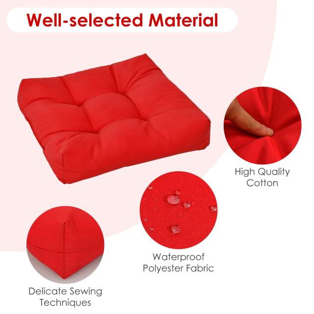 Set of 2 Waterproof Tufted Patio Chair Cushions with High Elasticity, 21" x 21" Deep Seat Square Pillows for Indoor & Outdoor Furniture