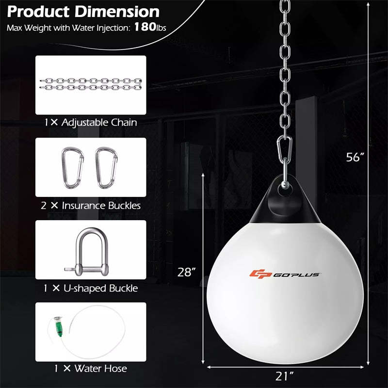 21" Water Aqua Punching Bag, 180LBS Heavy Bag with Adjustable Metal Chain & Water Injection Hose, Boxing Training Bag for Adults Fitness, MMA