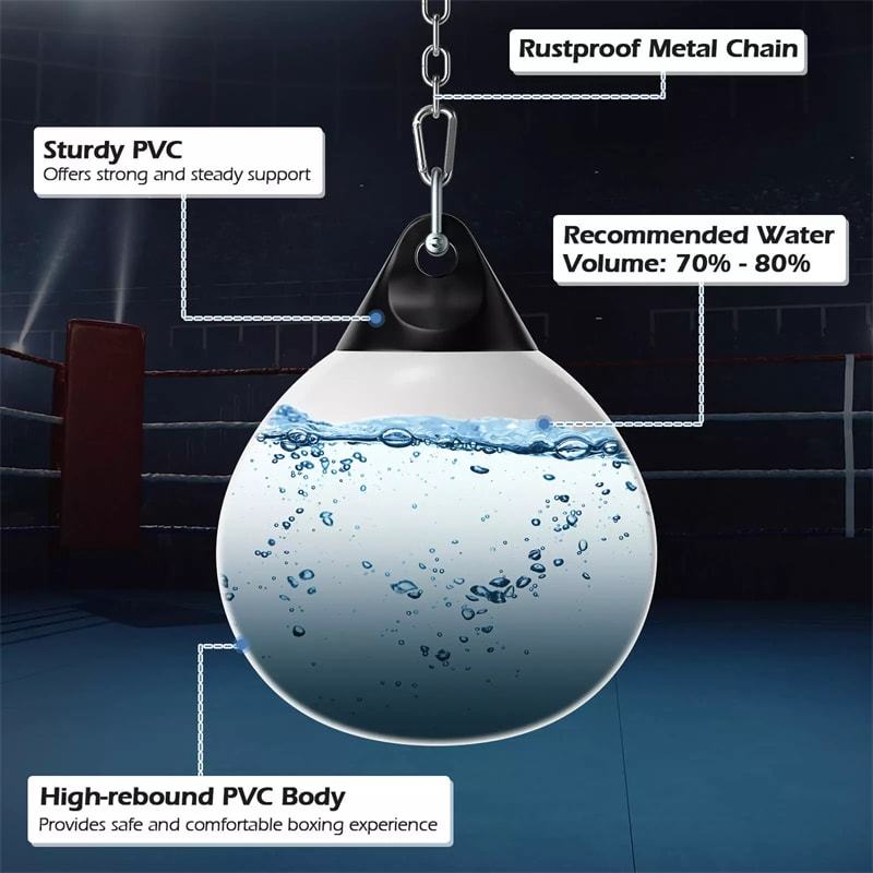 21" Water Aqua Punching Bag, 180LBS Heavy Bag with Adjustable Metal Chain & Water Injection Hose, Boxing Training Bag for Adults Fitness, MMA