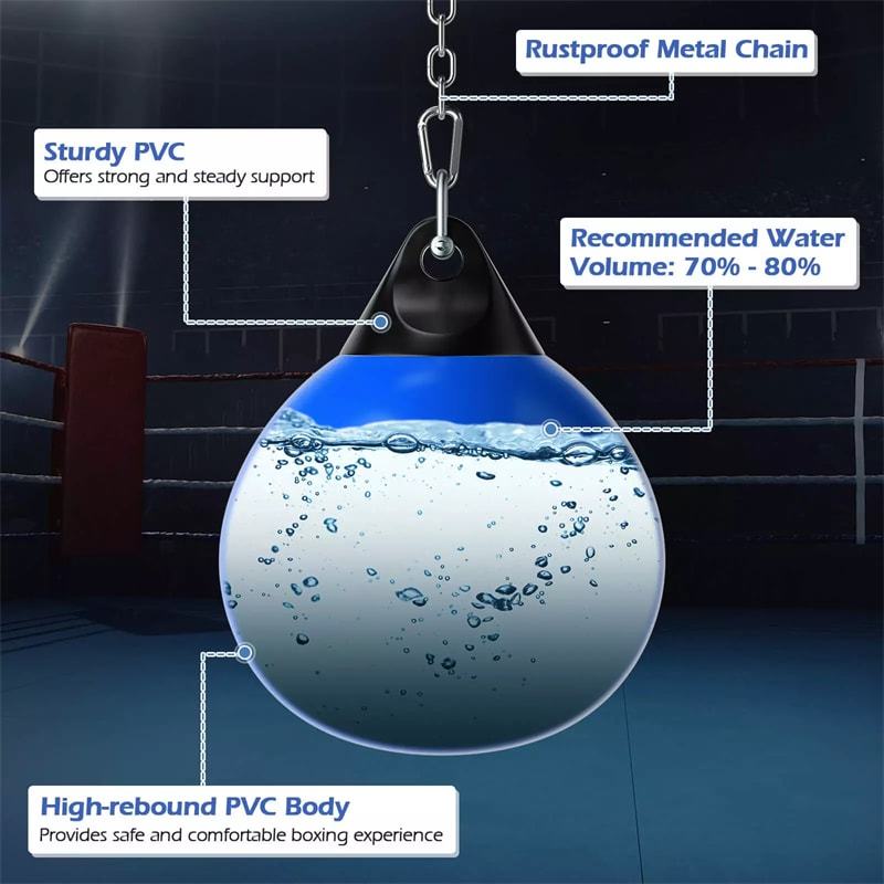 21" Water Aqua Punching Bag, 180LBS Heavy Bag with Adjustable Metal Chain & Water Injection Hose, Boxing Training Bag for Adults Fitness, MMA