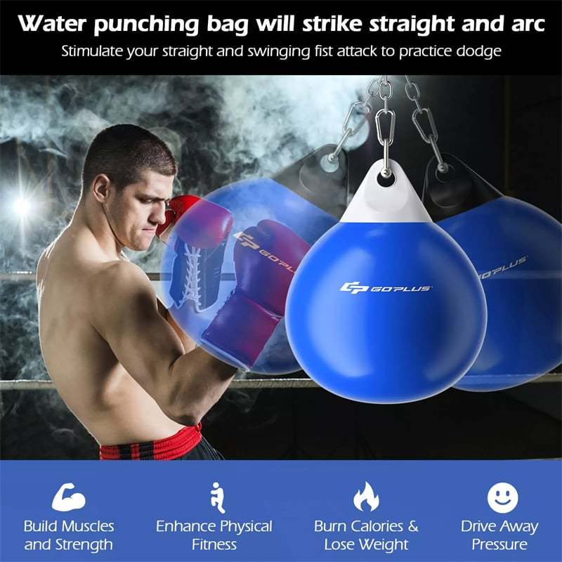 21" Water Aqua Punching Bag, 180LBS Heavy Bag with Adjustable Metal Chain & Water Injection Hose, Boxing Training Bag for Adults Fitness, MMA