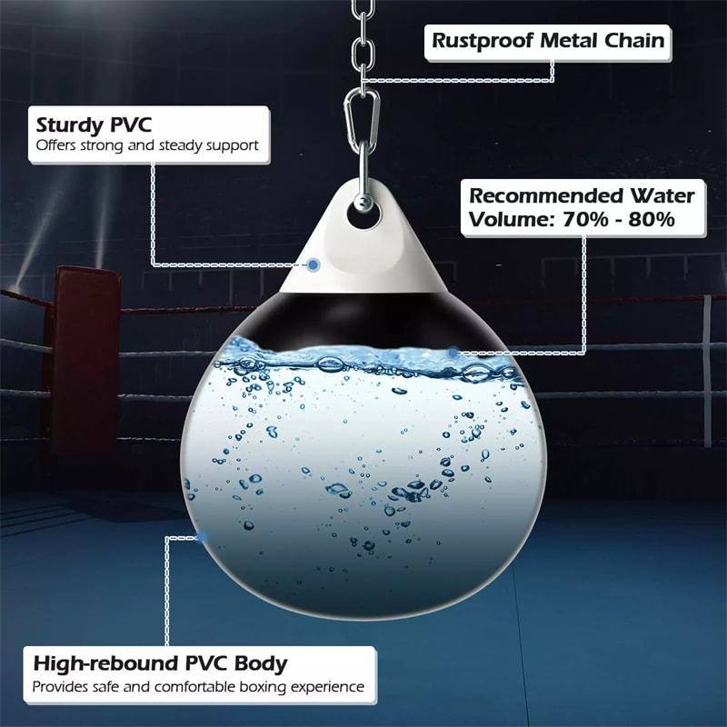 21" Water Aqua Punching Bag, 180LBS Heavy Bag with Adjustable Metal Chain & Water Injection Hose, Boxing Training Bag for Adults Fitness, MMA