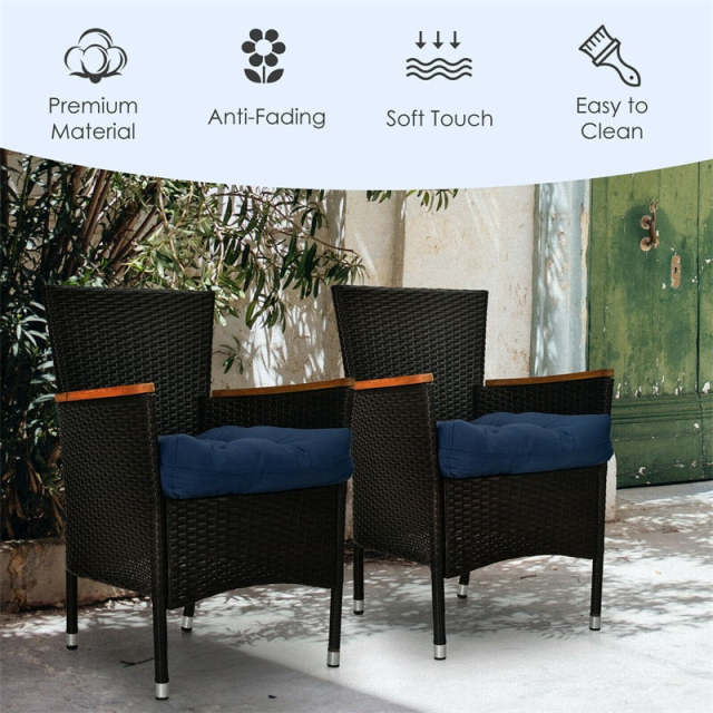 Set of 2 Waterproof Tufted Patio Chair Cushions with High Elasticity, 21" x 21" Deep Seat Square Pillows for Indoor & Outdoor Furniture