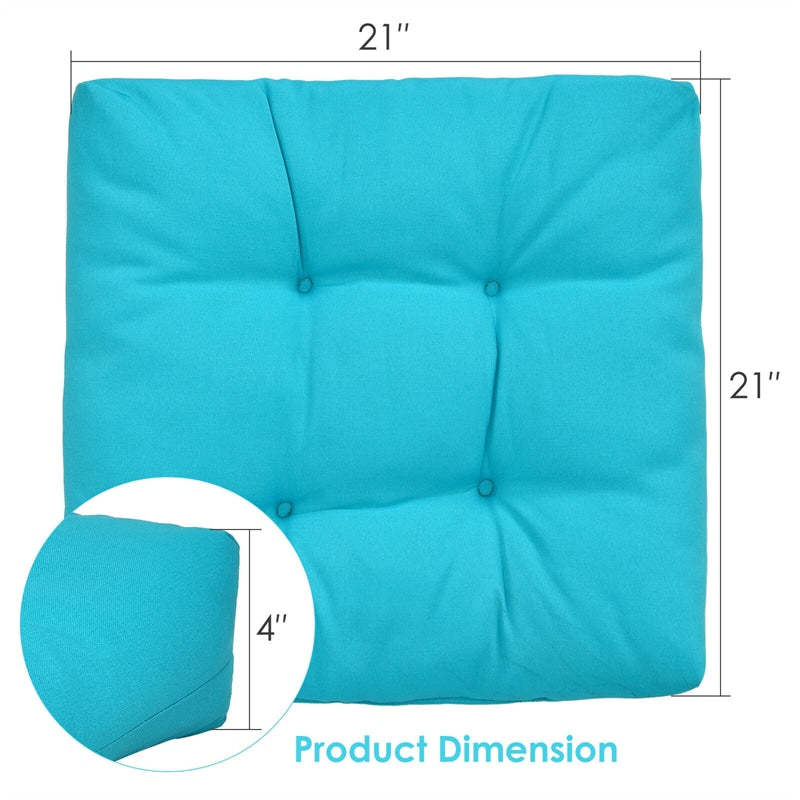 Set of 2 Waterproof Tufted Patio Chair Cushions with High Elasticity, 21" x 21" Deep Seat Square Pillows for Indoor & Outdoor Furniture
