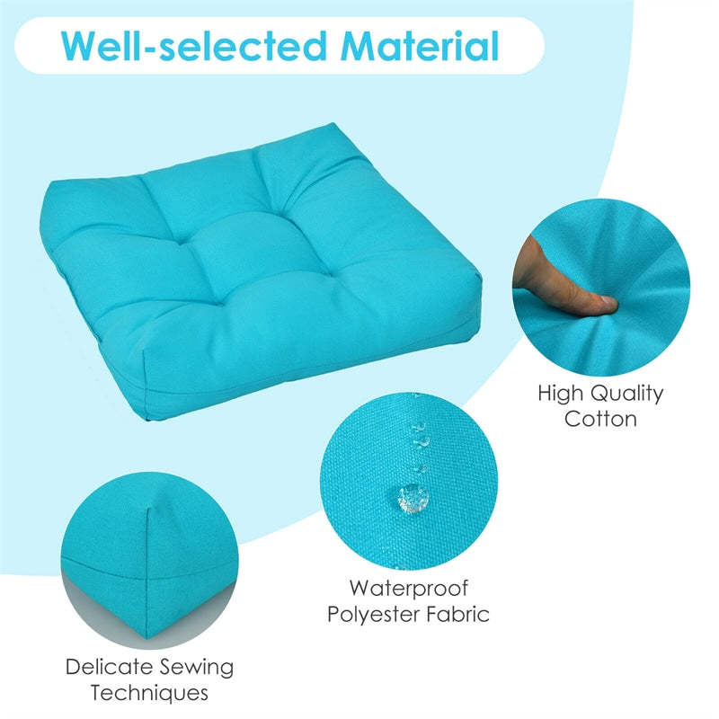 Set of 2 Waterproof Tufted Patio Chair Cushions with High Elasticity, 21" x 21" Deep Seat Square Pillows for Indoor & Outdoor Furniture