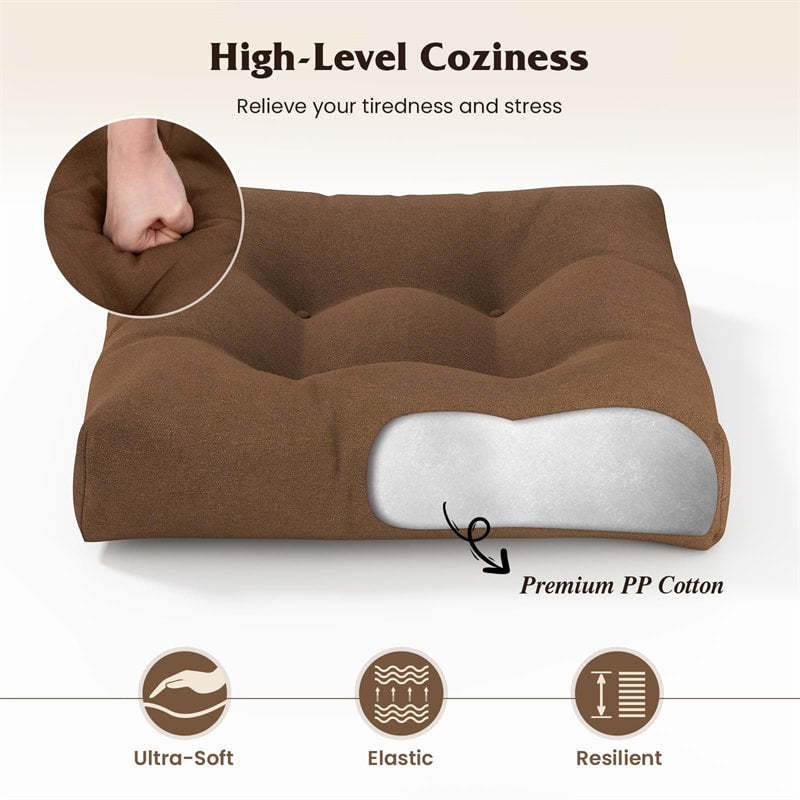 Set of 2 Waterproof Tufted Patio Chair Cushions with High Elasticity, 21" x 21" Deep Seat Square Pillows for Indoor & Outdoor Furniture