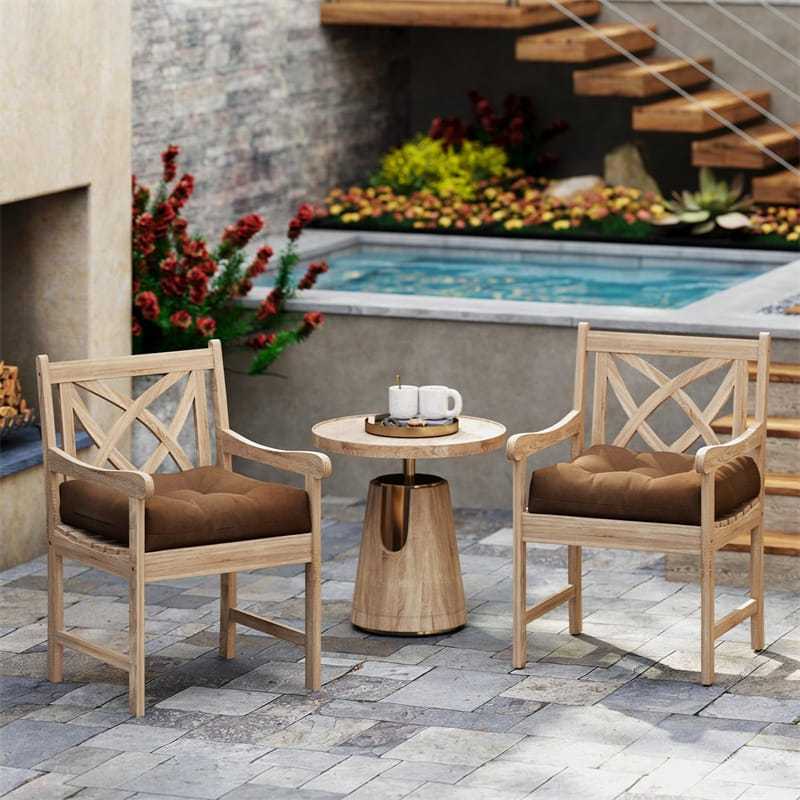 Set of 2 Waterproof Tufted Patio Chair Cushions with High Elasticity, 21" x 21" Deep Seat Square Pillows for Indoor & Outdoor Furniture
