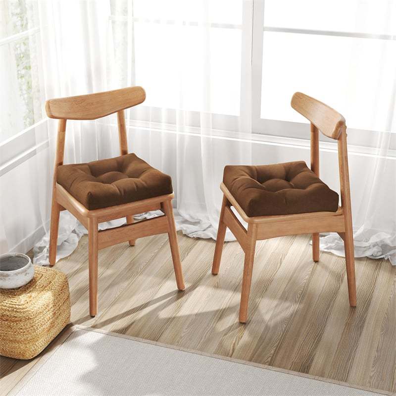Set of 2 Waterproof Tufted Patio Chair Cushions with High Elasticity, 21" x 21" Deep Seat Square Pillows for Indoor & Outdoor Furniture