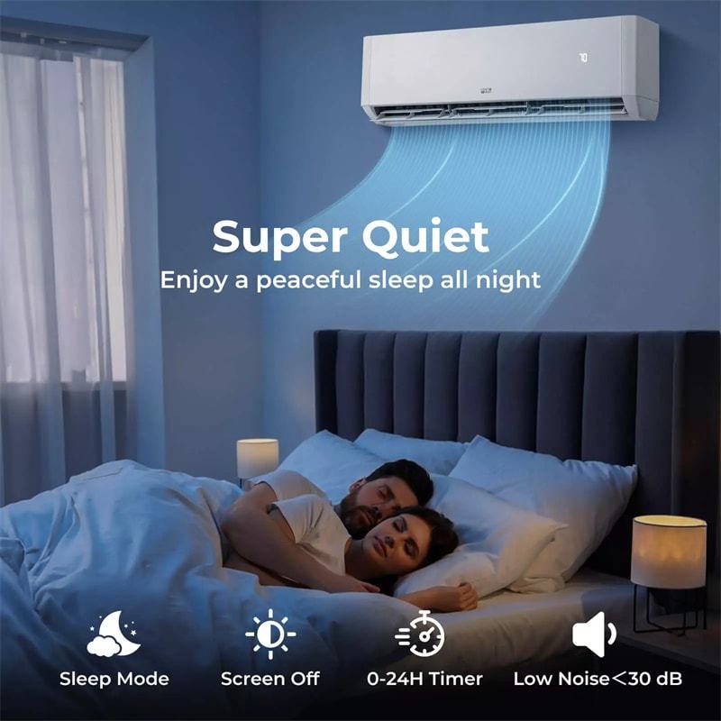 18000 BTU Dual Zone WiFi Mini Split Air Conditioner with Heat Pump, 22 SEER2 Ductless Inverter Split System AC Unit, Works with Alexa