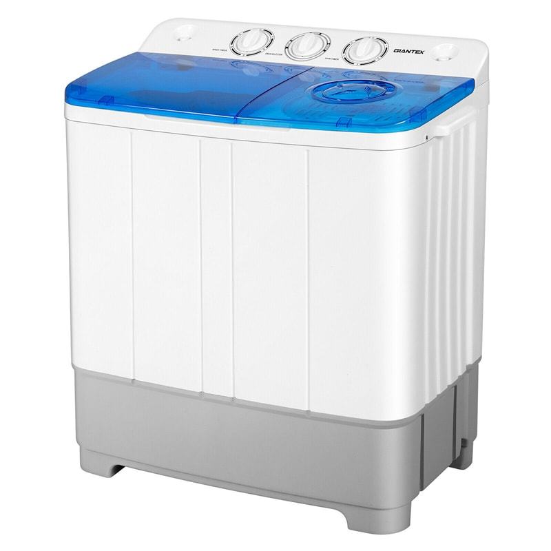 Portable Washing Machine, Twin Tub 22LBS Capacity Compact Laundry Washer Spin Dryer Combo with Control Knobs & Drain Pump for Apartment, RV