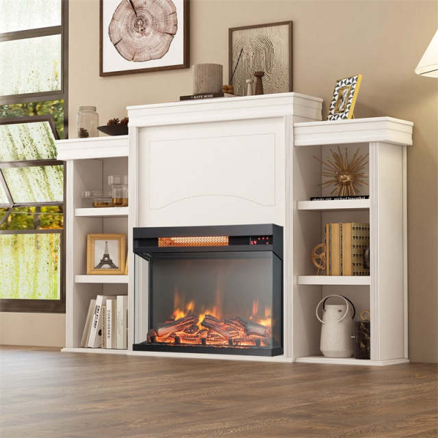 23" Electric Fireplace Insert, 1500W 3-Sided View Fireplace Heater with Remote Control, Adjustable Brightness, Thermostat, Timer, Overheat Protection