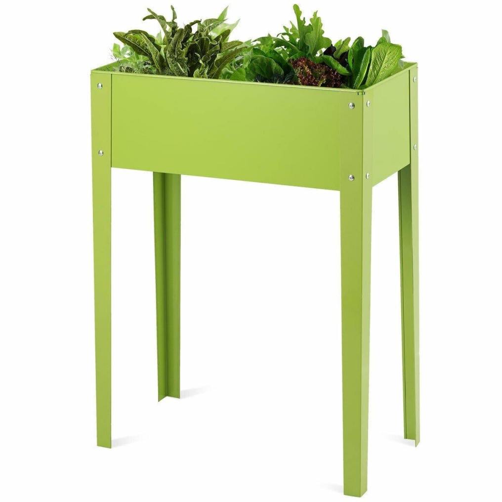 Metal Raised Garden Bed Elevated Planter Box with Legs, Drainage Holes, Standing Flower Vegetable Garden Stand for Indoor Outdoor 25"L x 13"W x 31.5"H