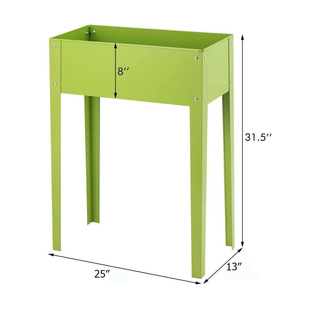 Metal Raised Garden Bed Elevated Planter Box with Legs, Drainage Holes, Standing Flower Vegetable Garden Stand for Indoor Outdoor 25"L x 13"W x 31.5"H