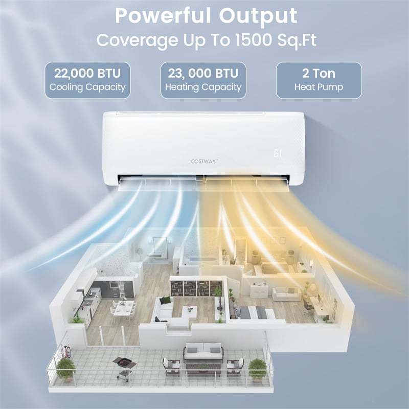 Energy Star 24000 BTU Mini Split Air Conditioner with Heat Pump, Remote, Alexa & Googlehome, 21 SEER2 208-230V Inverter AC Unit for Rooms 1500Sq.Ft