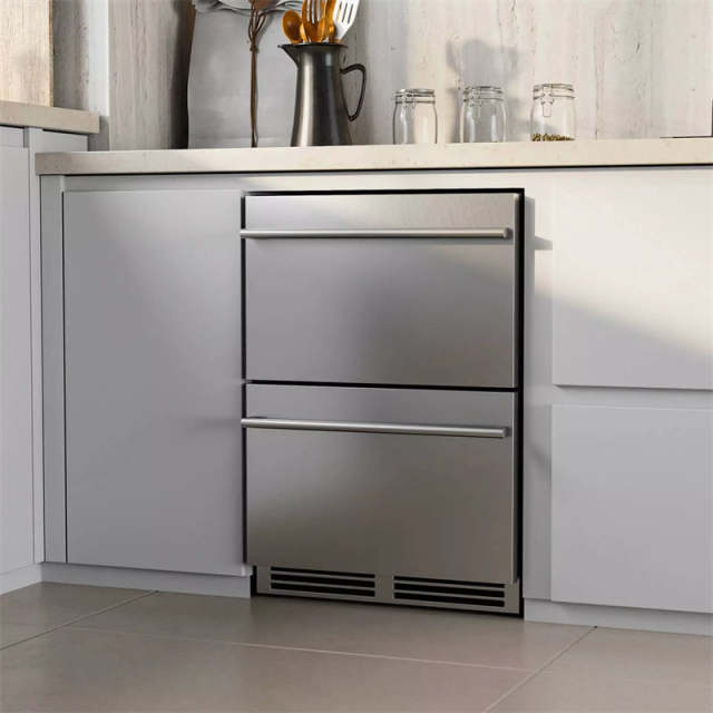 24" Dual Drawer Beverage Fridge with Adjustable Temp, Built-in/Freestanding Under Counter Beverage Cooler for Home & Commercial Use