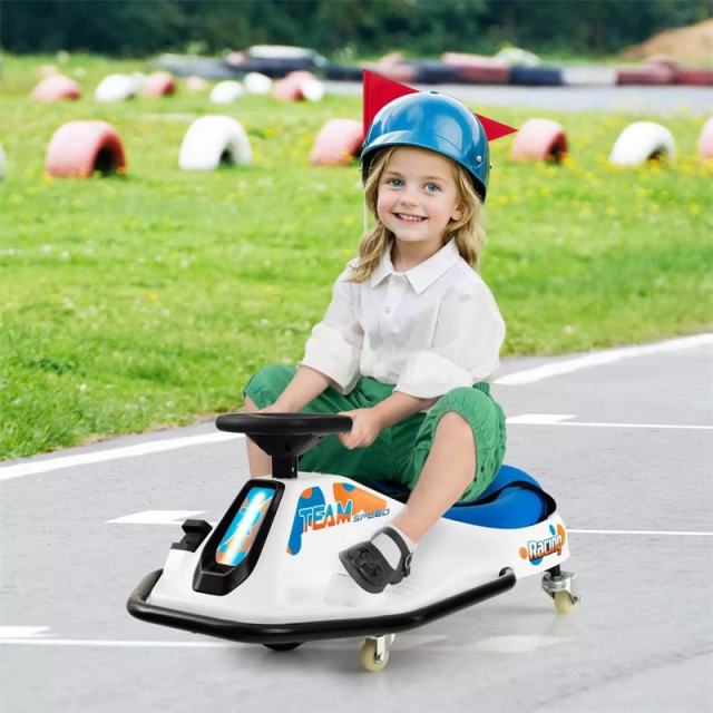 24V Electric Drifting Go Kart Kids Ride On Drift Car with 360° Spin, Wireless Connection, Radio, 3 Flags, Racing Karts for Toddlers Aged 3+