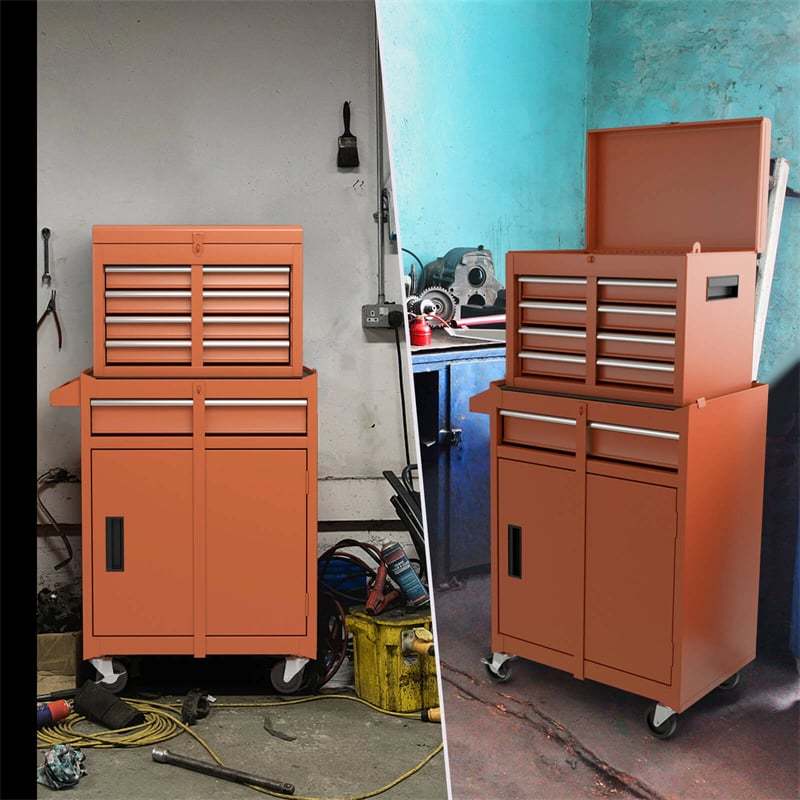 5-Drawer Rolling Tool Chest, Tool Storage Cabinet with Lockable Wheels, Detachable Top Tool Box & Adjustable Shelf for Garage, Workshop
