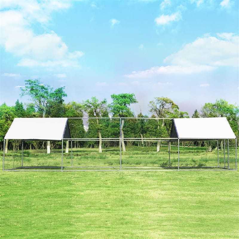 26ft Large Metal Chicken Coop, Walk-in Chicken Run Poultry Rabbit Hen Run House Shade Cage with Waterproof & UV Resistant PE Cover for Backyard Farm